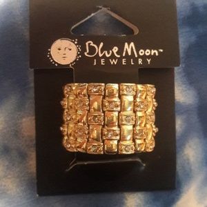3 for $10 Gold tone stretch ring with crystals